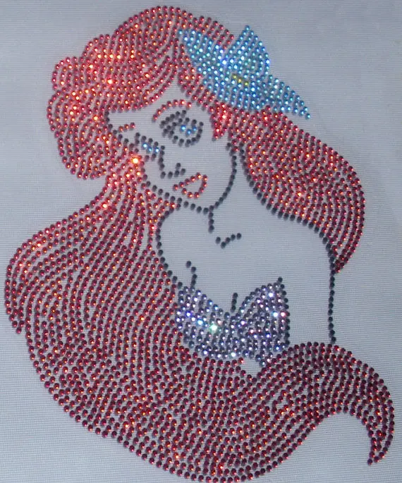 2 шт./лот аппликация маленькая русалочка|iron on rhinestone|iron rhinestone transfersrhinestone applique |