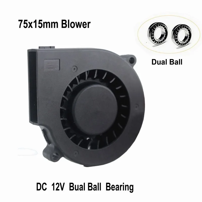 Акция! 1 шт. Gdstime DC 12 В 2Pin двойная шаровая воздуходувка вентилятор 75 мм x 15 0.16A