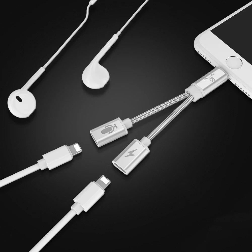 FLOVEME аудио конвертер для iPhone 7 8 Plus X 2 в 1 разветвитель наушников адаптер Aux кабель