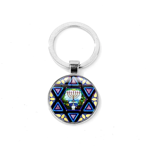 Style 14 SIAN Israel Star of David брелок с гексаграммой геометрический иудейский щит символ Печатный стеклянный брелок с кабошоном Judaica украшения с иудейской символикой - Цвет: Style 14