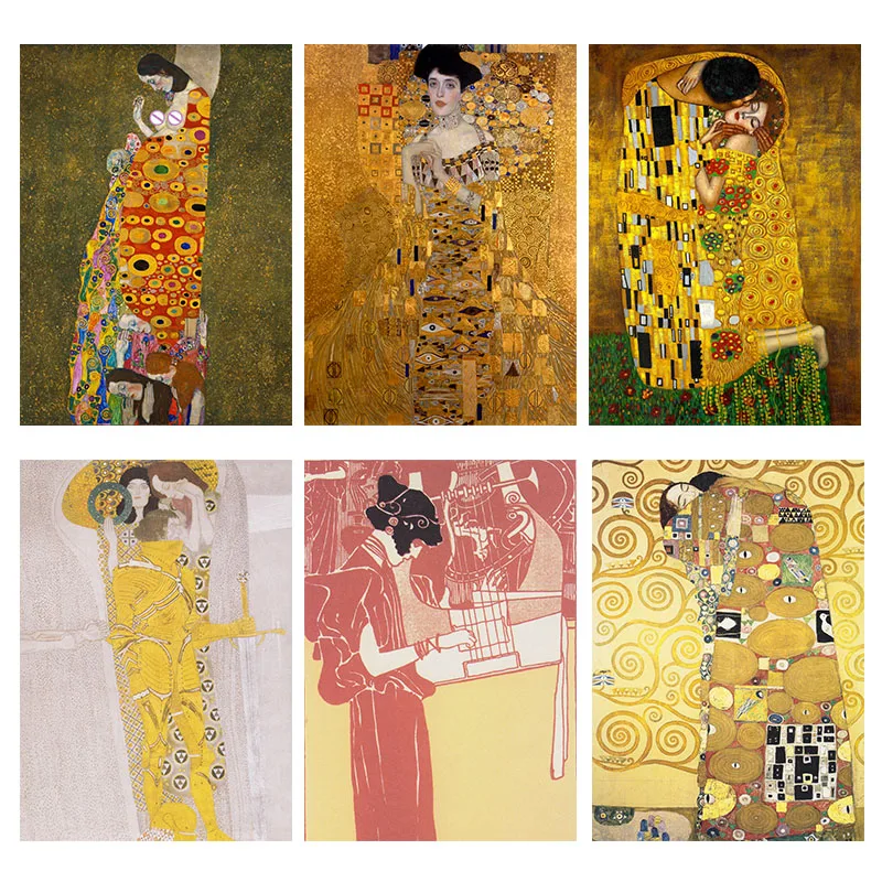 

kiss By Gustav Klimt Oil Painting Canvas Wall Art For Living Room Adele Bloch-Bauer's Portrait Paintings Decorative Pictures