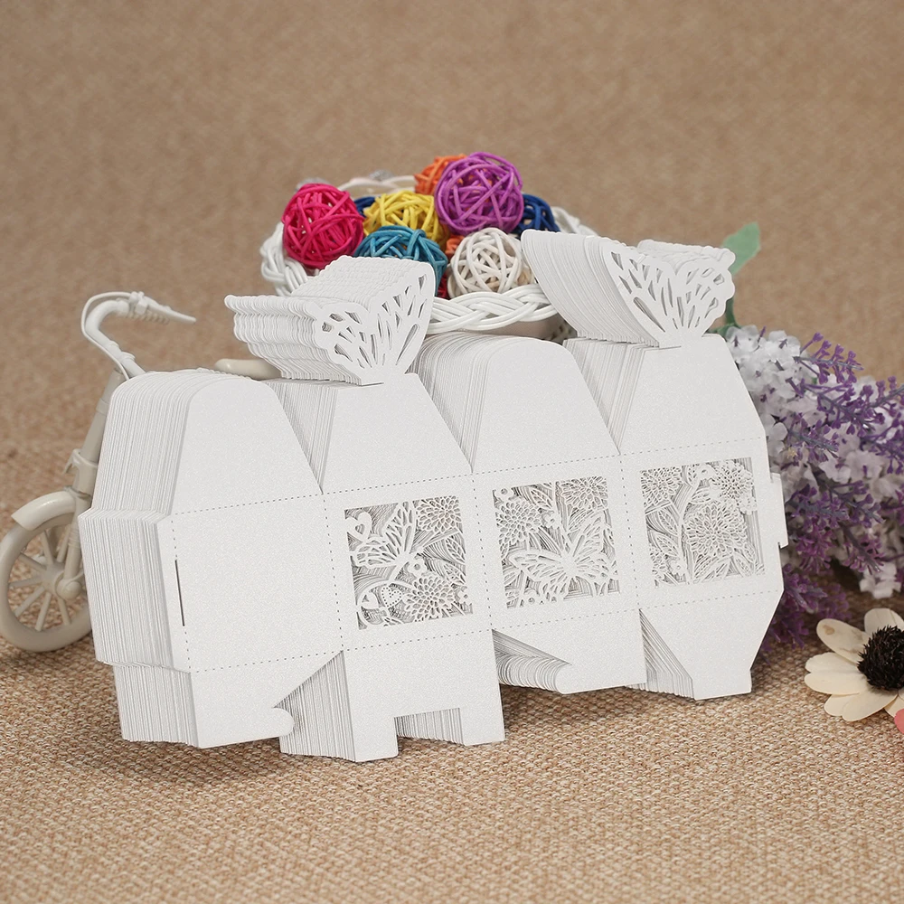 50 шт./компл. мини лазерная резка конфет коробка бумажный белого цвета с жемчугом