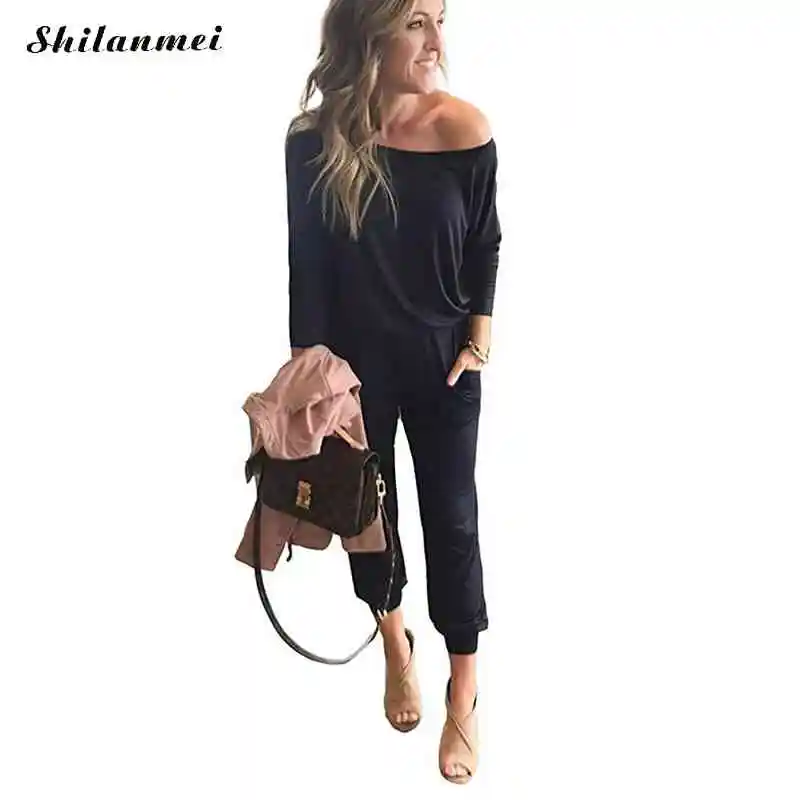 

Women Jumpsuit Femme Romper Office Women Solid Overalls Jumpsuit Vintage Long Sleeve Summer Workwear Causal Straight Jumpsuit
