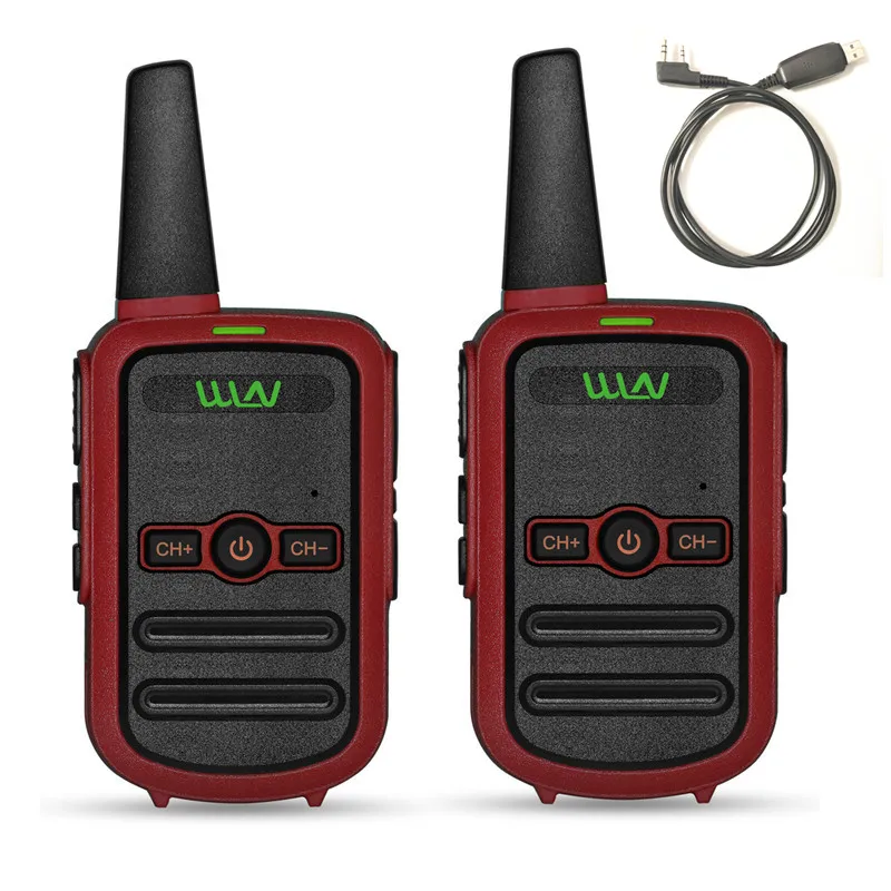 Red add Cable 2 шт. WLN KD-C52 мини портативный fm трансивер KD C52 двухстороннее радио Ham HF cb радио рация FRS/GMRS betterthan KD-C51 - Цвет: Red add Cable