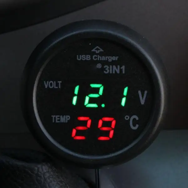 Цифровой вольтметр термометр зарядное устройство USB для прикуривателя 3 в 1 12 В 24 |