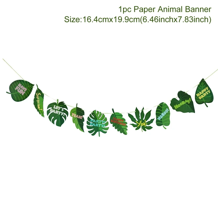 Palm Leaf Banner FENGRISE одноразовая посуда джунгли вечерние день рождения Декор дети джунгли для вечеринки в стиле сафари животные тема, детский душ принадлежности - Цвет: Palm Leaf Banner
