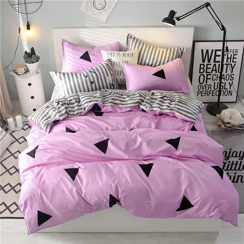 simple pink Комплект постельного белья Летний Фруктовый пододеяльник Королева Король скандинавском стиле постельное белье серый плоский лист Синий Постельное белье супер король постельное белье - Цвет: simple pink