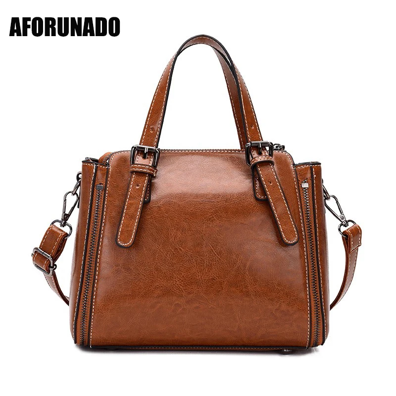 Женские кожаные сумочки роскошная сумка тоут из масляного воска вместительная