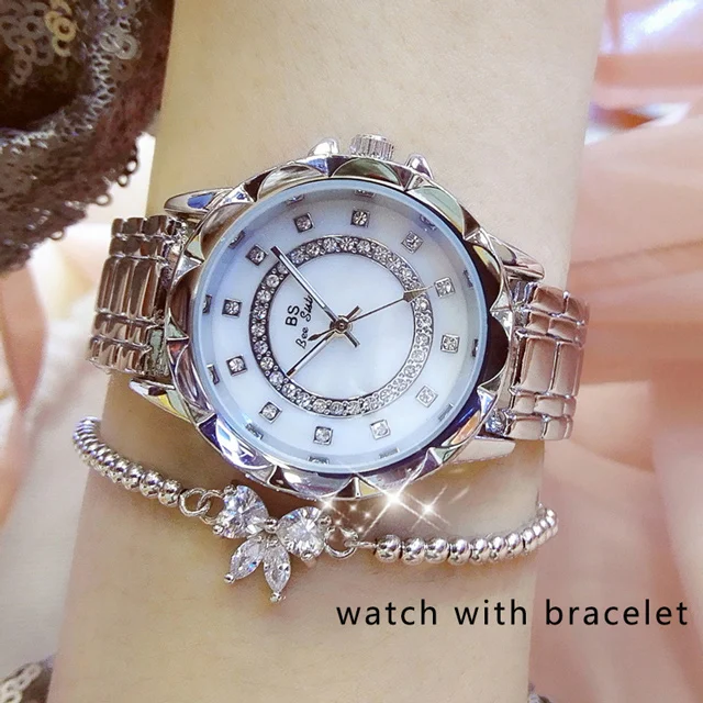 silver with bracelet Diamond Women Luxury Brand Watch Rhinestone Elegant Ladies Watches Gold Clock Wrist Watches For Women relogio feminino - Цвет: silver with bracelet