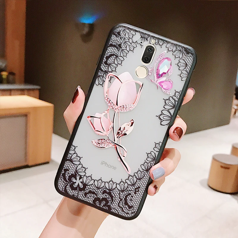 3D lace flower drill case For Huawei Y9 Y5 Y6 2018 2019 Pro 2017 Y7 prime HONOR 6X 10 LITE V10 VP PLAY NOVA 2S |