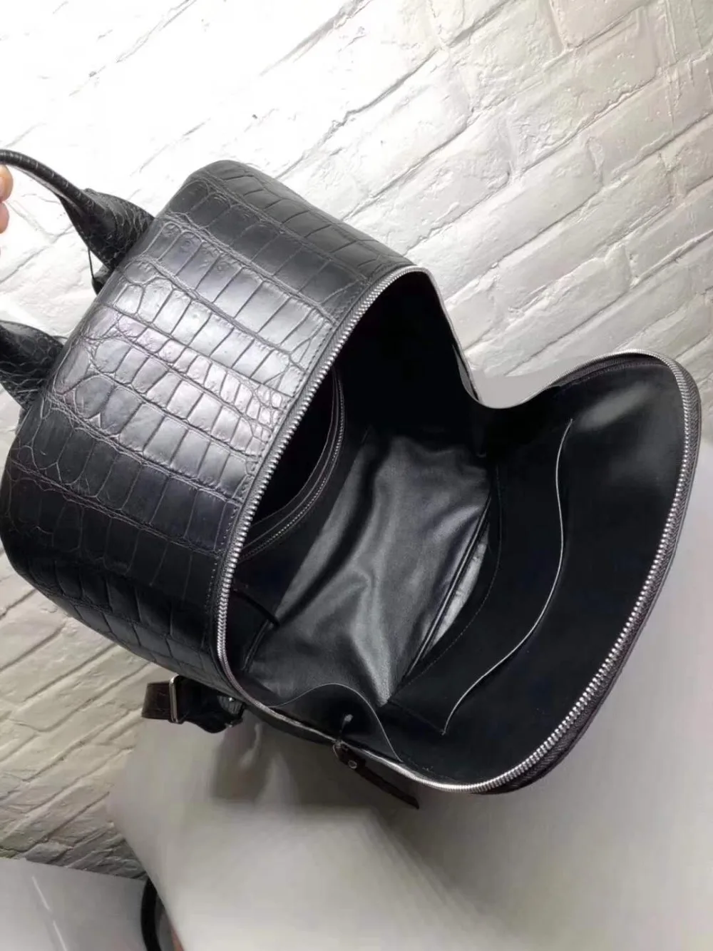 Рюкзак из 100% натуральной крокодиловой кожи сумка матовый рюкзак черной с