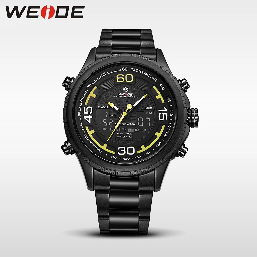 Фото WEIDE оригинальные Роскошные спортивные часы из нержавеющей стали кварцевые ЖК WEIDE оригинальные Роскошные спортивные часы из нержавеющей стали кварцевые ЖК
