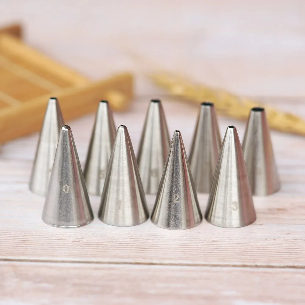 

#0-8 Piping Nozzles Pastry Fondant Cup Cake Chocolate Decorating Baking Tools Write Word Pull line Stainless Steel Icing Tips