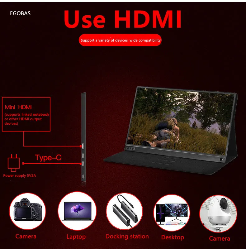 Сенсорный экран Портативный монитор 1920x1080 HD ips 15,6-дюймовый монитор игровой Дисплей для контроля уровня сахара в крови с кожаный чехол гнездо не требуется