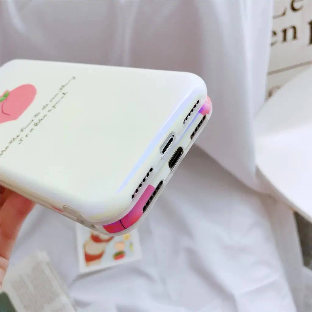 Лето фрукты персик Funda для iphone 7 чехол синий светильник IMD телефона 6 6S 8 Plus X XR XS Max