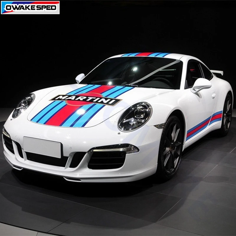 Для Porsche Panamera 911 Martini цветные гоночные полосы капот автомобиля хвост крыло крыша