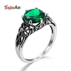 Szjinao Подвески ручной работы, искусственное серебряное ювелирное изделие, дизайнерское викторианское женское древнее серебряное кольцо с зеленым изумрудом