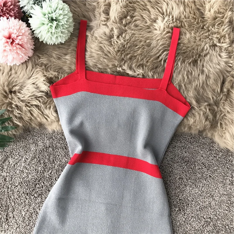 ALPHALMODA облегающее трикотажное платье на бретелях в цветную полоску, однобортное, на пуговицах, женские вечерние, сексуальные, облегающее, вязаное платье