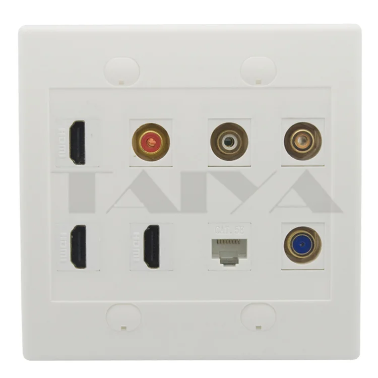 3 X HDMI RCA AV RJ45 F head TV wall plate support DIY|tv plate|wall platewall hdmi |