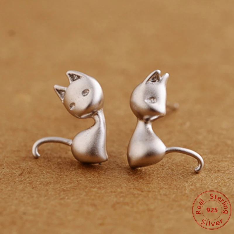 Серьги-гвоздики женские из серебра 925 пробы с милыми мультяшными 3D животными |