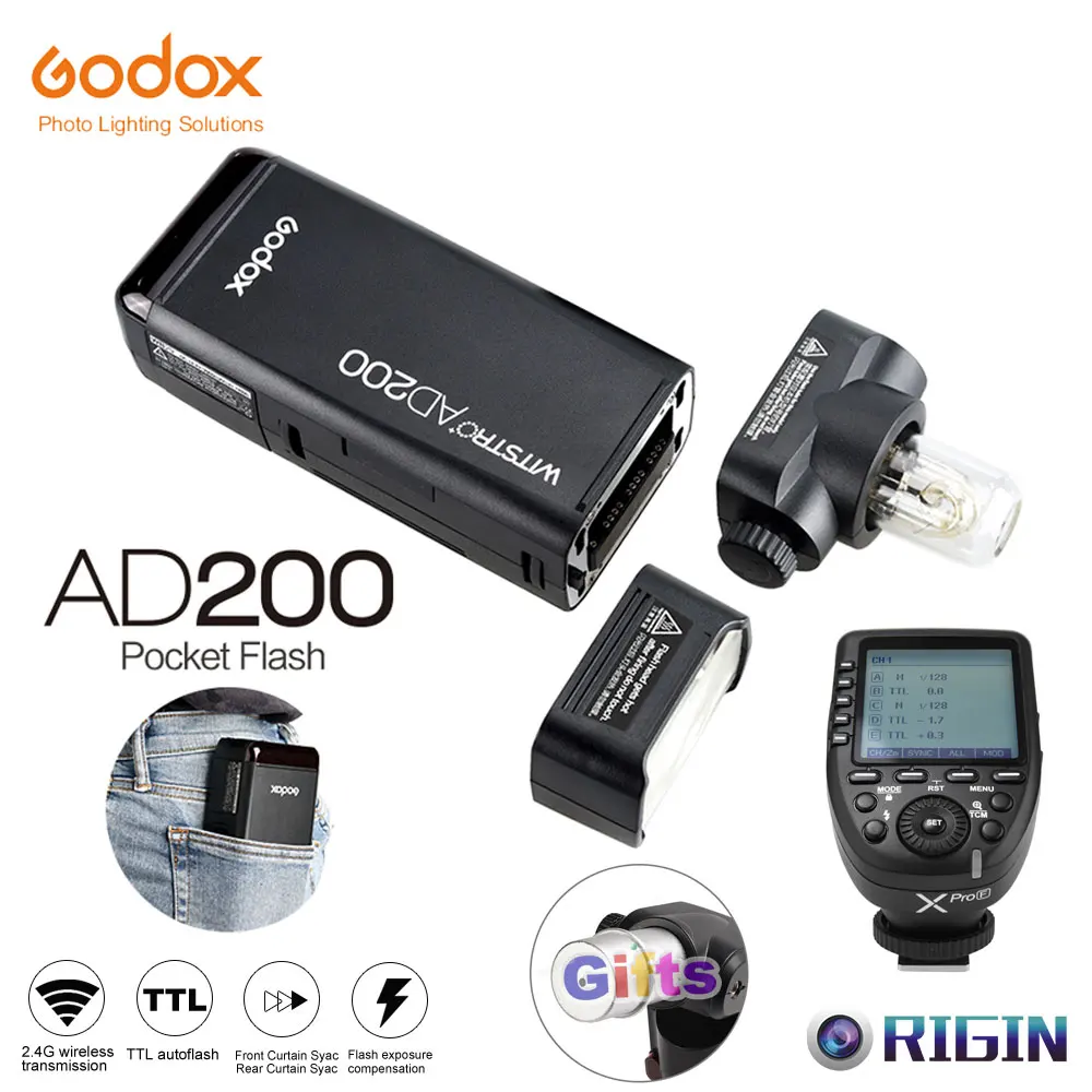 Godox карманная наружная вспышка AD200 конвертируемая крышка 2 4G Беспроводная 200WS TTL HSS
