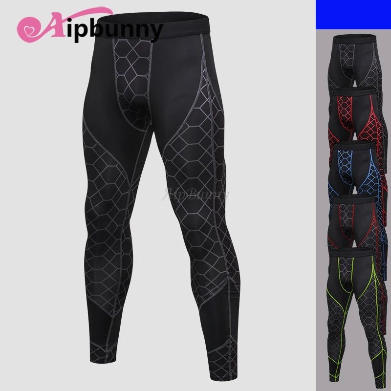 

Compression Breathable Men's Sweatpants HighWaist Net Print Leggins RunningPants FitnessClothing Working GymClothesForMen