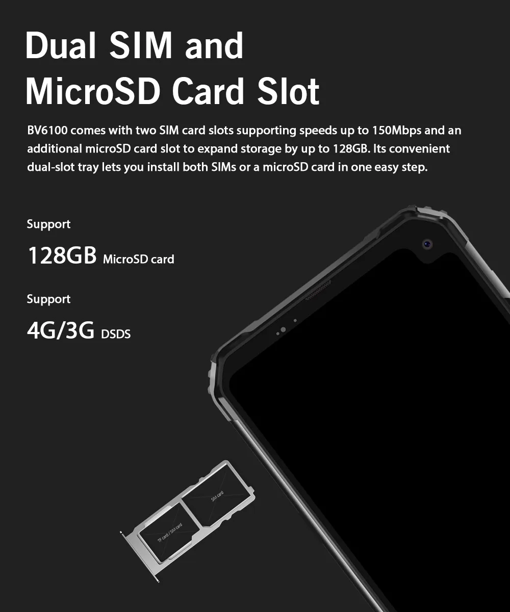 Blackview BV6100 IP68 водонепроницаемый мобильный телефон 3 ГБ+ 16 ГБ Android 9,0 открытый мобильный телефон 6,8" экран 5580 мАч прочный смартфон NFC