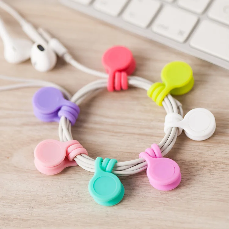 9PCS/lot Headphone earphone Cord Holder Silicone Magnet coil cable winder bobbin hubs cord holder Cable Wire Organizer | Электроника