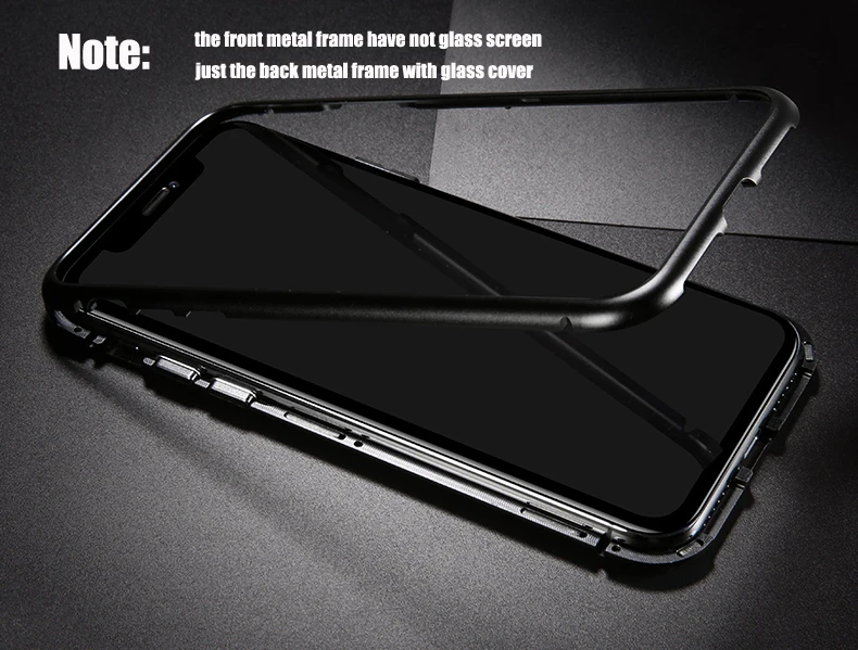 3D Series Metal Bumper Magnet Adsorption Case For iPhone X XR XS Max Tempered Phone Cover 7 8 Plus 6 6s |