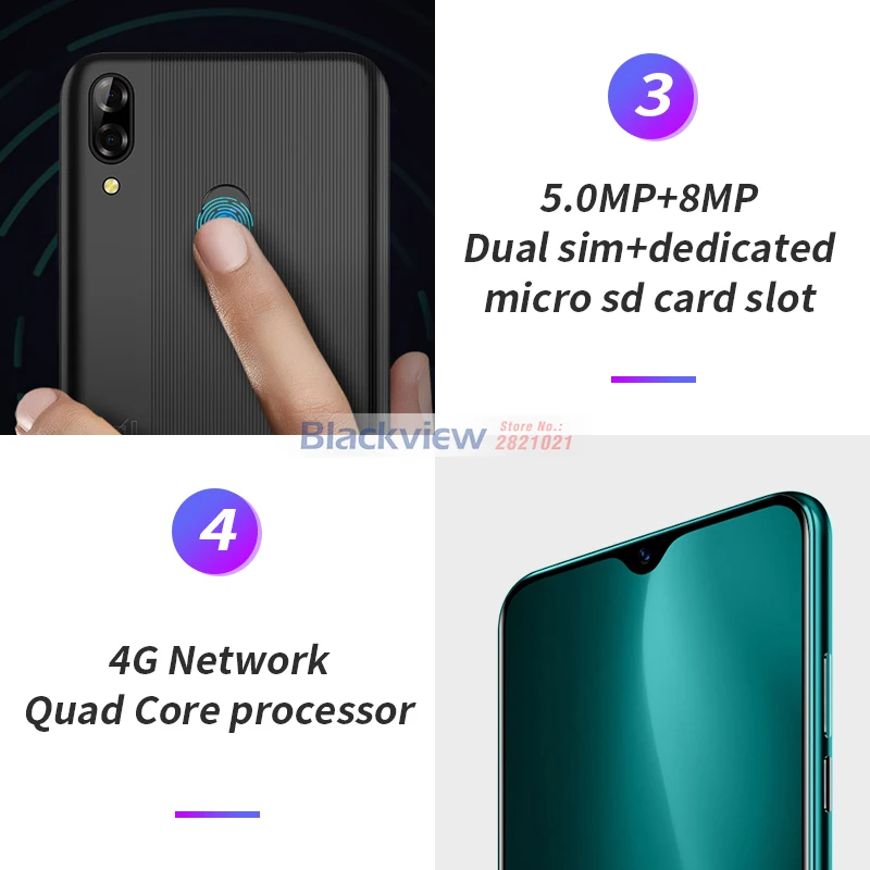 Blackview A60 Pro 6 088 &quotв виде капли воды Экран мобильный телефон Android 9 0 4080 мА/ч MTK6761 с