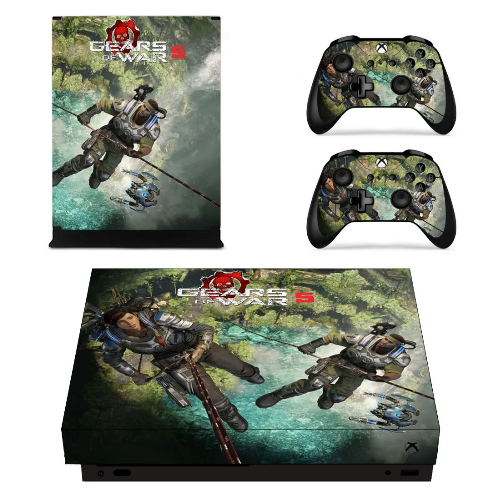 Полный набор лицевых пластин кожи наклейки GEARS 5 для Xbox One X консоли и два контроллера