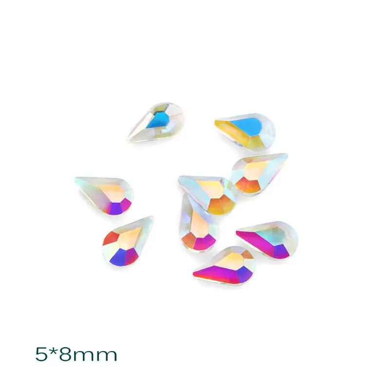 5x8mm drop-B QIAO стиль маленький размер украшения прозрачное стекло кристалл AB дизайн ногтей Клей на не горячей фиксации стразы 36 шт./лот - Цвет: 5x8mm drop-B