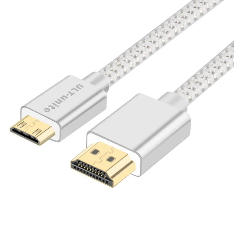 Серебристая оплетка HDMI 2 0 для Mini мужчина к мужчине HD 3D 4K 60Hz кабель V2.0 V 4FT 6FT 10FT
