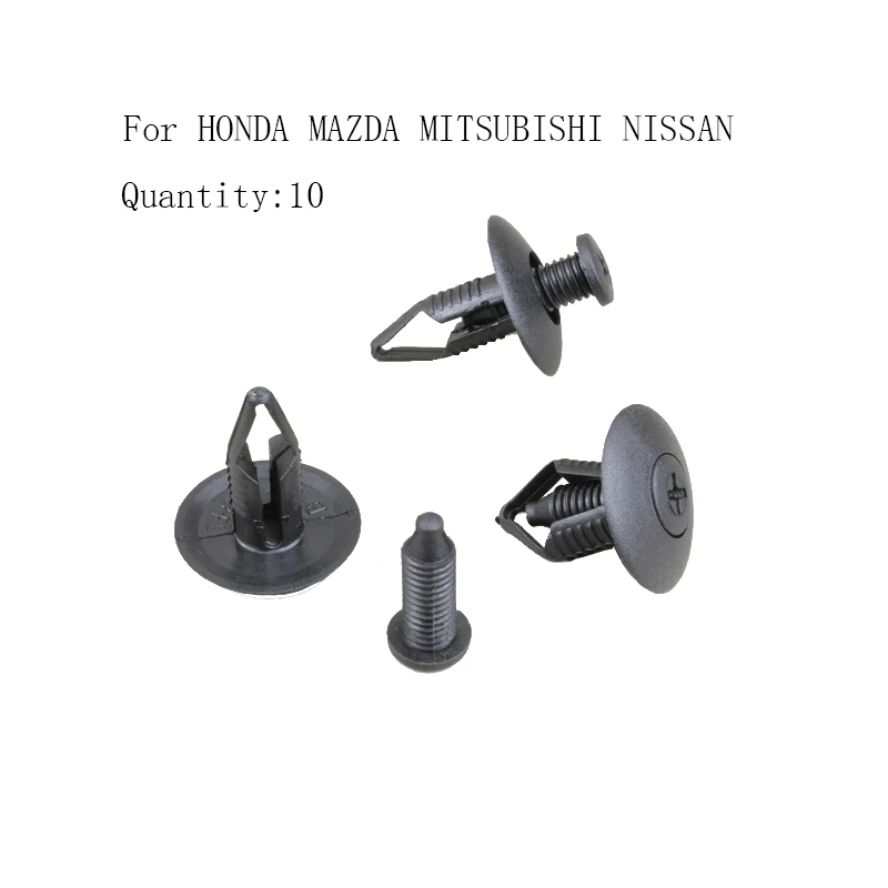

Для HONDA, MAZDA, MITSUBISHI, NISSAN, зажимы для крышки колесной арки, пластиковая накладка X10 (Цвет: Черный)