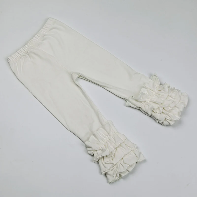 White JOYHOPY/хлопковые мягкие удобные леггинсы для маленьких девочек; брюки; Тройная оборка; детские леггинсы; высокое качество; брюки для малышей - Цвет: White