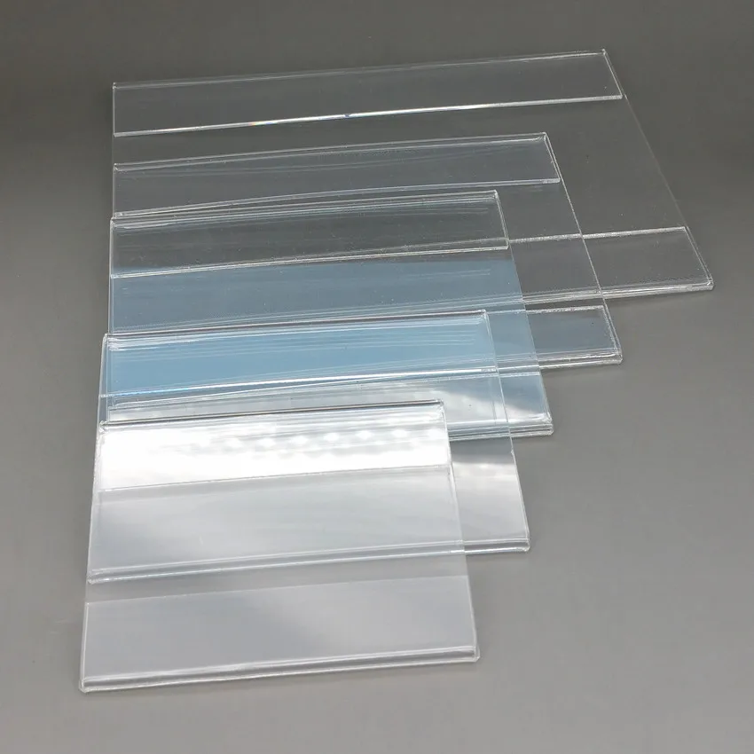 

Larger-type Acrylic T1.2mm Plastic Sign Price Tag Label Display Paper Promotion Name Card Clips Holders Wall Stick 2000pcs