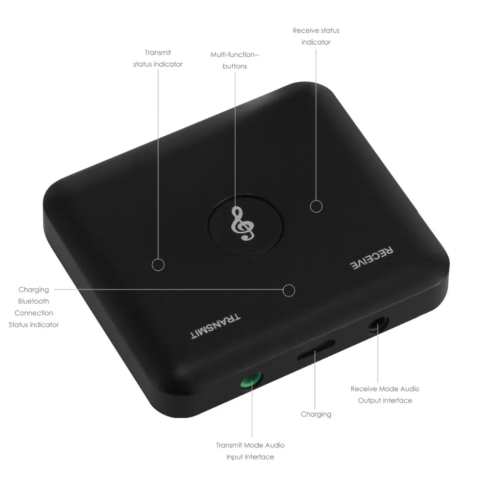 Zuczug Bluetooth 4 2 Музыка приемник передатчик в 1 аудио адаптер 3 5 мм Jack Car Kit