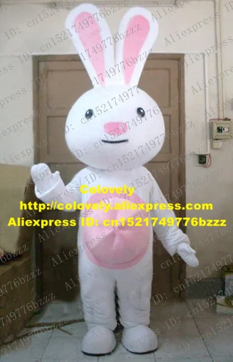 Милый костюм-талисман с белым кроликом Mascotte Bunny Jackrabbit Hare Lepus для взрослых длинными
