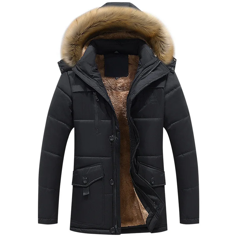 

2020 Новый размера плюс большой меховой воротник манто с капюшоном Homme Hiver