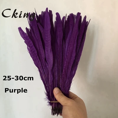purple CKing 100 шт Черный Цвет Окрашенные женские хвостовые перья охотничьего фазана перо 25 до 30 см 10 до 12 дюймов длинный Алмазный фазан перья фазана - Цвет: purple
