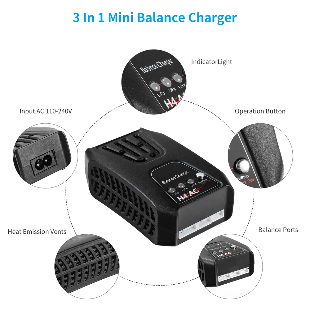 Зарядное устройство HTRC H4AC 20 Вт 2A для 2 4s Lipo/LiFe/LiHV аккумуляторов|charger for lipo|rc chargercharger