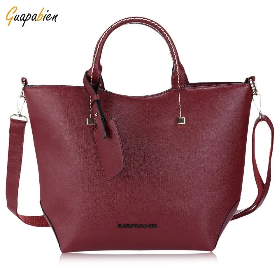 Sexy Red Large PU Leather Women's Handbag Brands Elegant Ladies Messenger Bags Sacthel Purse Crossbody Tote Black Big Bag | Багаж и
