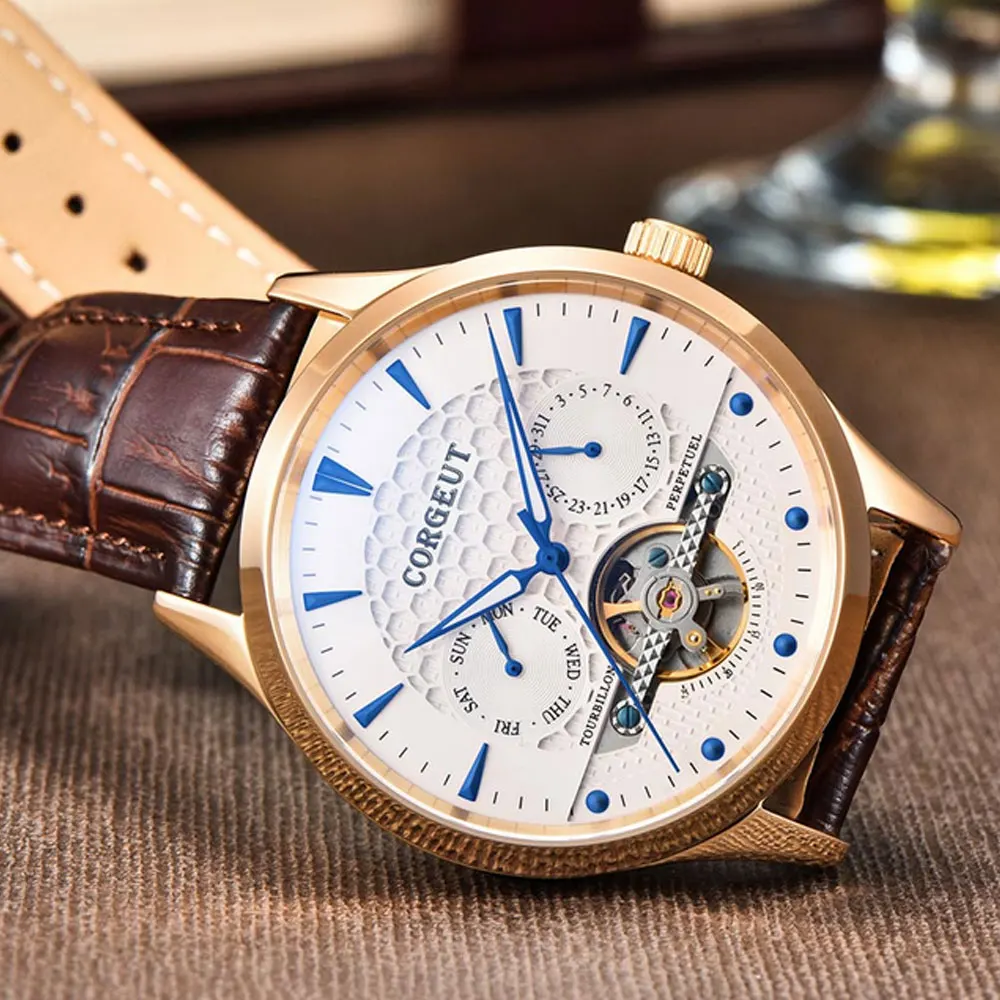 Relojes 2019 часы для мужчин Corgeut модные автоматические мужские розовое золото Топ