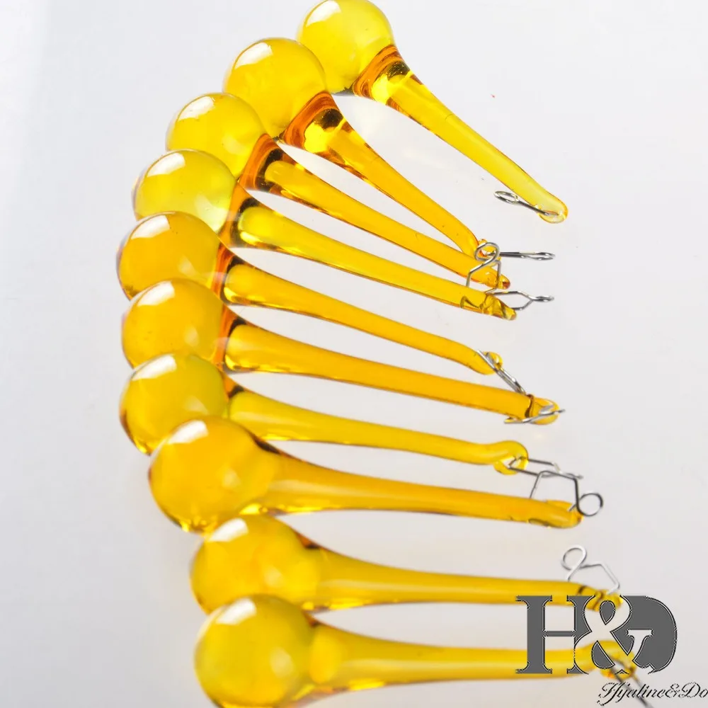 Желтая капля K9 хрустальные призмы украшения для люстры свадебное украшение