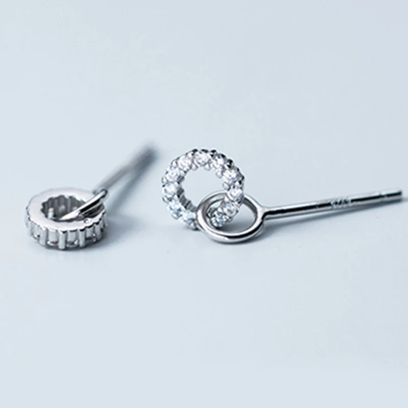 Silver Корейский простой стиль с кристаллами серьги 925 пробы серебро полые уха Jewelry вечерние аксессуары подарок круг серьги - Окраска металла: Silver