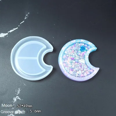 moon 1 шт. шейкер клубники силиконовые формы ювелирные изделия Плесень звезда медведь брелок талисман ювелирные изделия ремесло инструмент - Цвет: moon