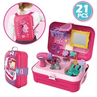 little girls play makeup set pretend salon beauty makeup kit toy for toddlers girls vanity case dress up toys travel playset