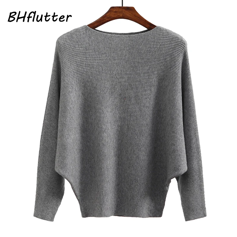 BHflutter Winter 2019 Batwing Sweaters Pullovers Women Fashion Casual Cashmere Sweater Coat Female Knit Jumpers Tops Pull Femme | Женская