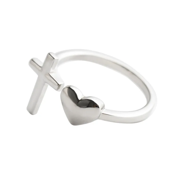 Женское кольцо в стиле бохо регулируемое античное с крестом Настоящее серебро
