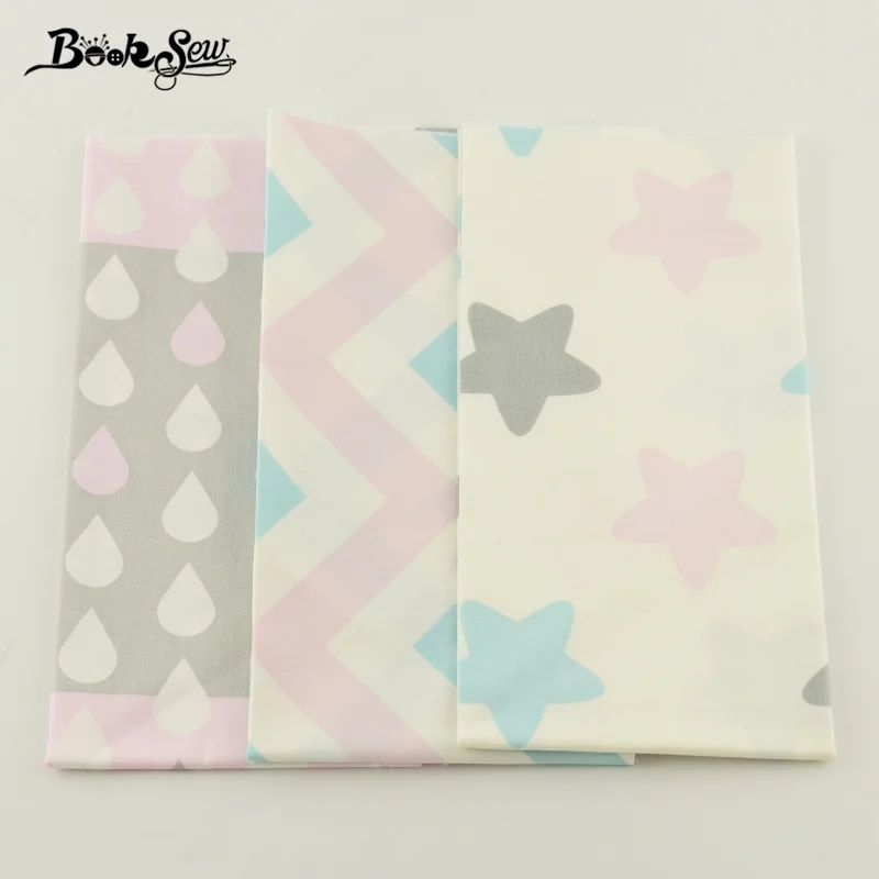 Booksew 100% хлопок саржевая ткань 3 шт./лот Набор для резки милый дизайн tecidos telas